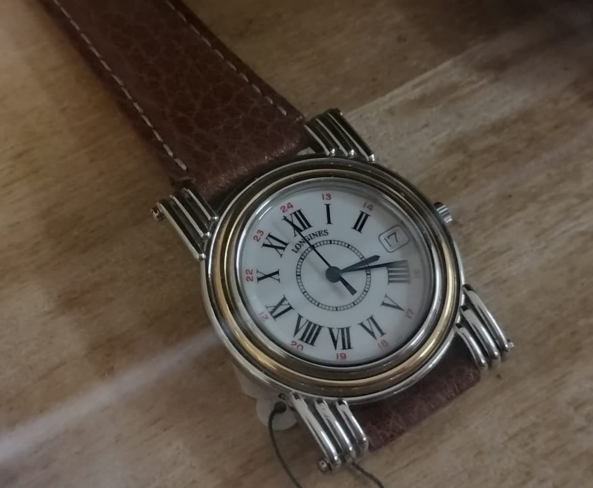 Longines Two-tone quartz dress watch, 1980s (Roman numerals, 24h track) 