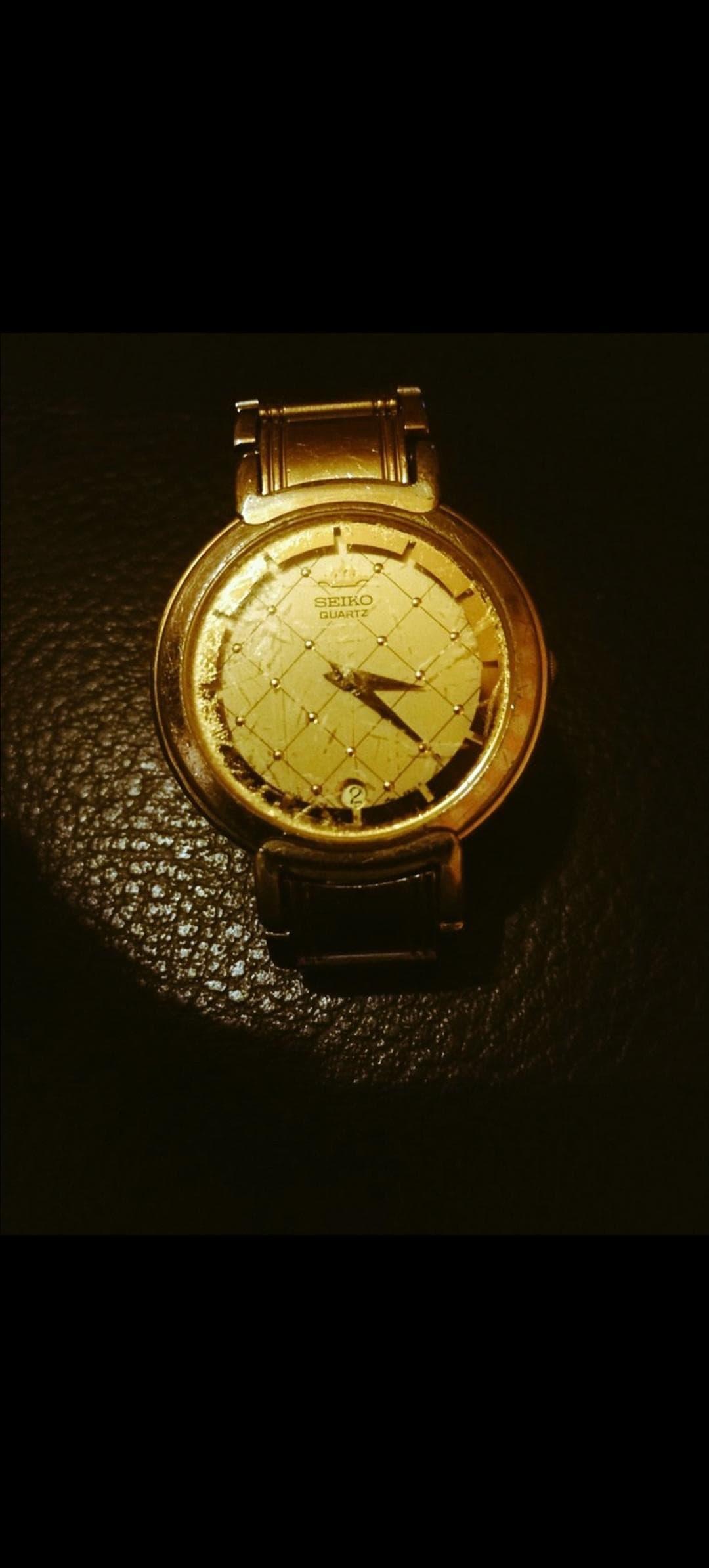 Seiko Quartz gold-tone dress watch (z1587-E, lattice dial) 