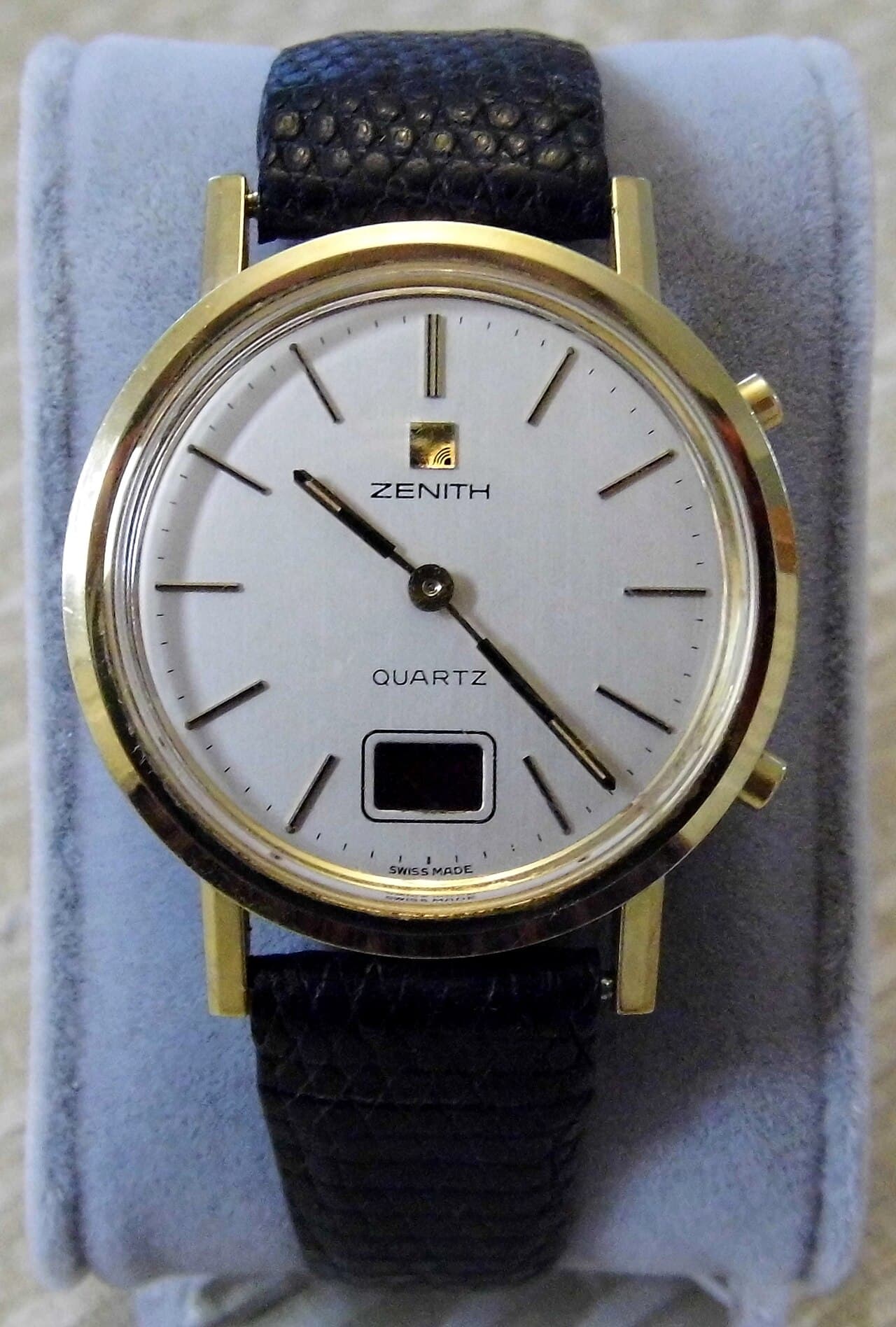 Zenith Quartz ana-digi (round, gold-plated, white dial) 